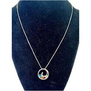 925 Sterling Silver 18" Necklace w Topaz/Citrine/Garnet/Aquamarine/Peridot 5.55g